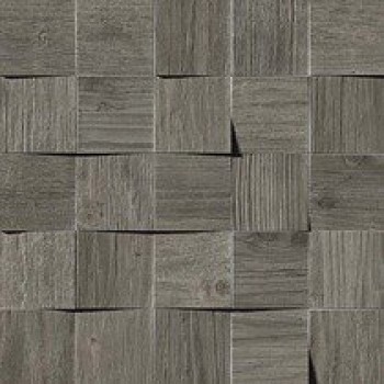 Плитка Axi Grey Timber Mosaico 3D Amv4 темно-серый дерево 35x35 10мм Atlas Concorde