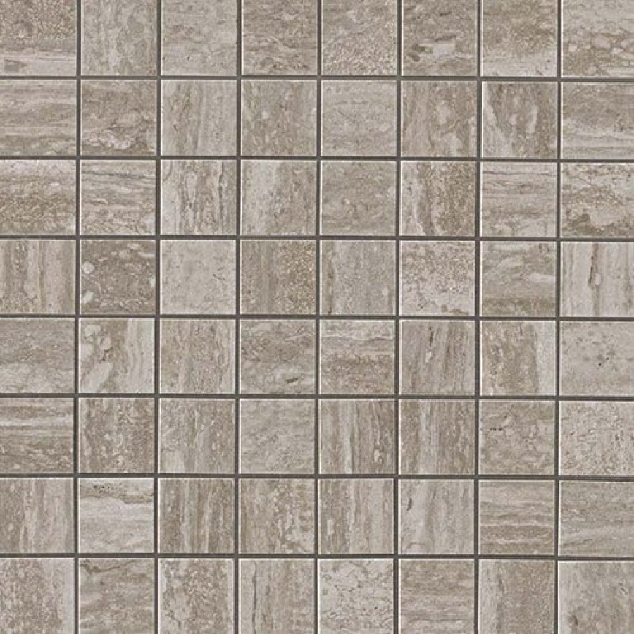 Плитка Marvel Trav Silver Mosaico Matt Adql матовая серый камень, мрамор 30x30 10мм Atlas Concorde