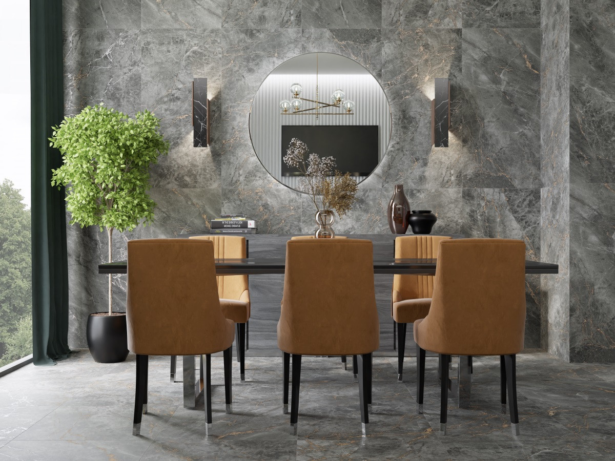 Керамогранит 120x60 Black Velvet CR233 камень чёрный карвинг 9мм Primavera