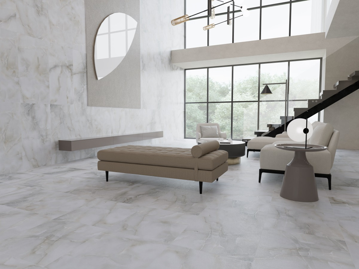 Керамогранит 60x60 Latur White CR119 оникс бежевый карвинг 9мм Primavera