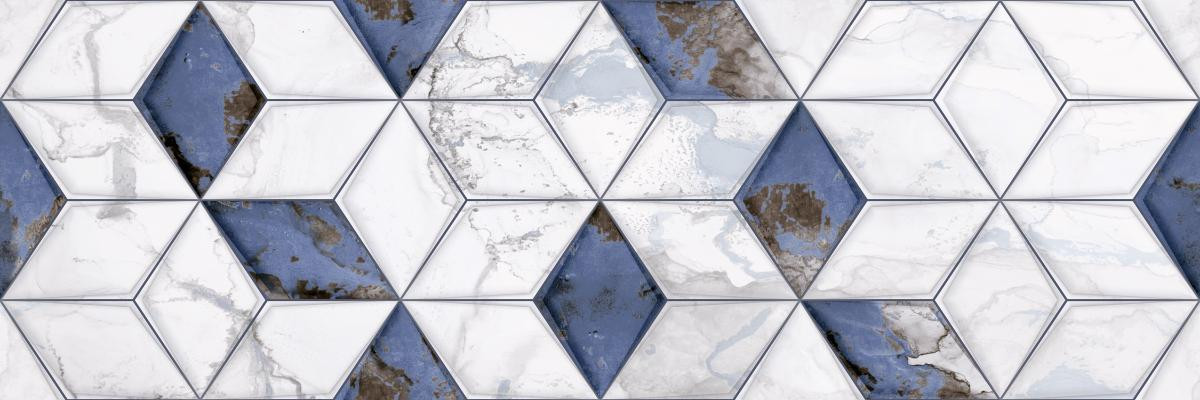 Керамогранит 90x30 Tiziana Aqua DG05-04 синий глянцевая 9мм Primavera