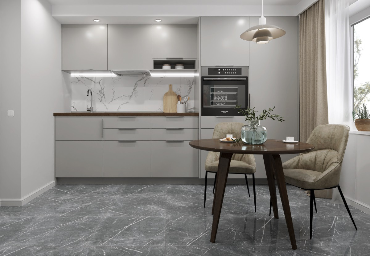 Керамогранит 60x60 Carnico Grey R_PR1019 мрамор серый полированная 9мм Royce