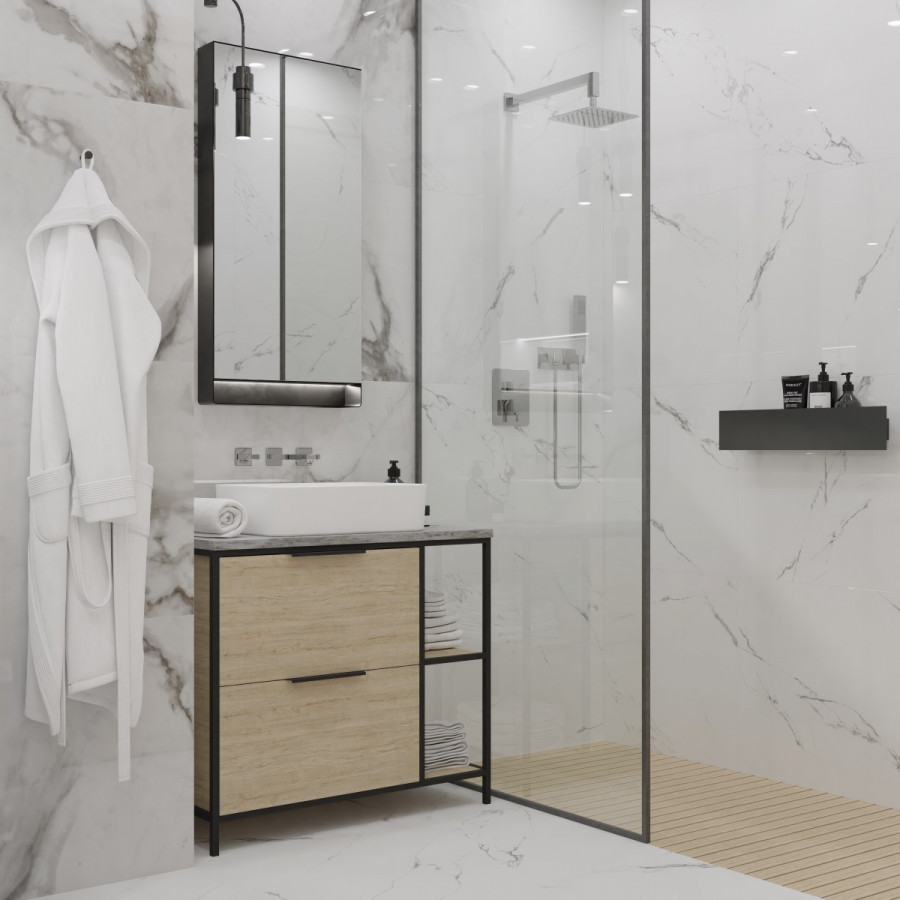 Керамогранит 60x60 Carrara Marmo R_PR1004 мрамор белый полированная 9мм Royce
