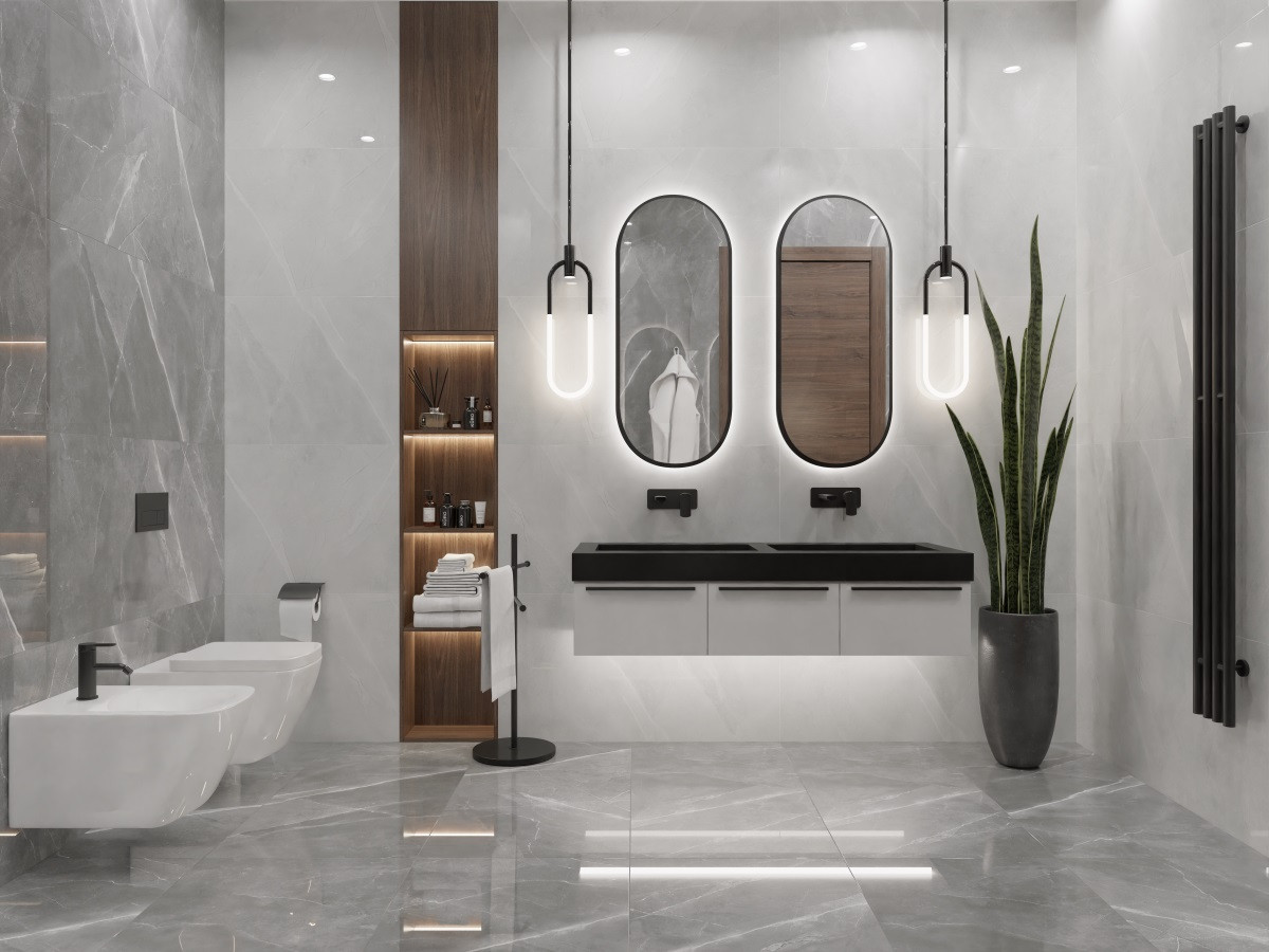 Керамогранит 120x60 Floris Bianco R_PR2015 мрамор серый полированная 9мм Royce