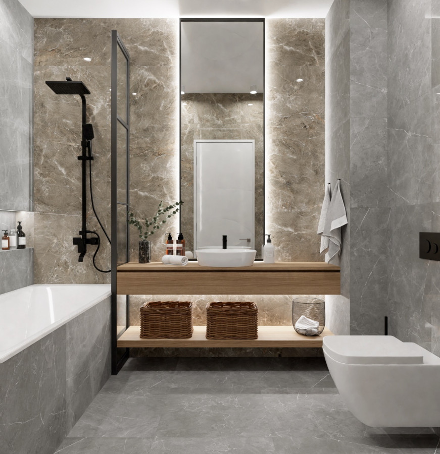 Керамогранит 60x60 Olympia Grey R_NR1011 мрамор серый матовая 9мм Royce