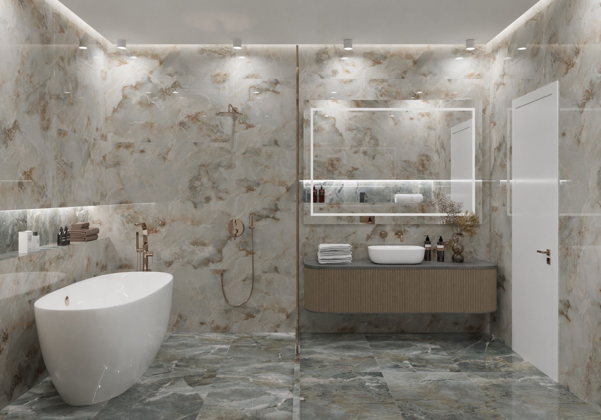 Керамогранит 120x60 Sandstone Onyx R_PR2013 оникс бежевый полированная 9мм Royce