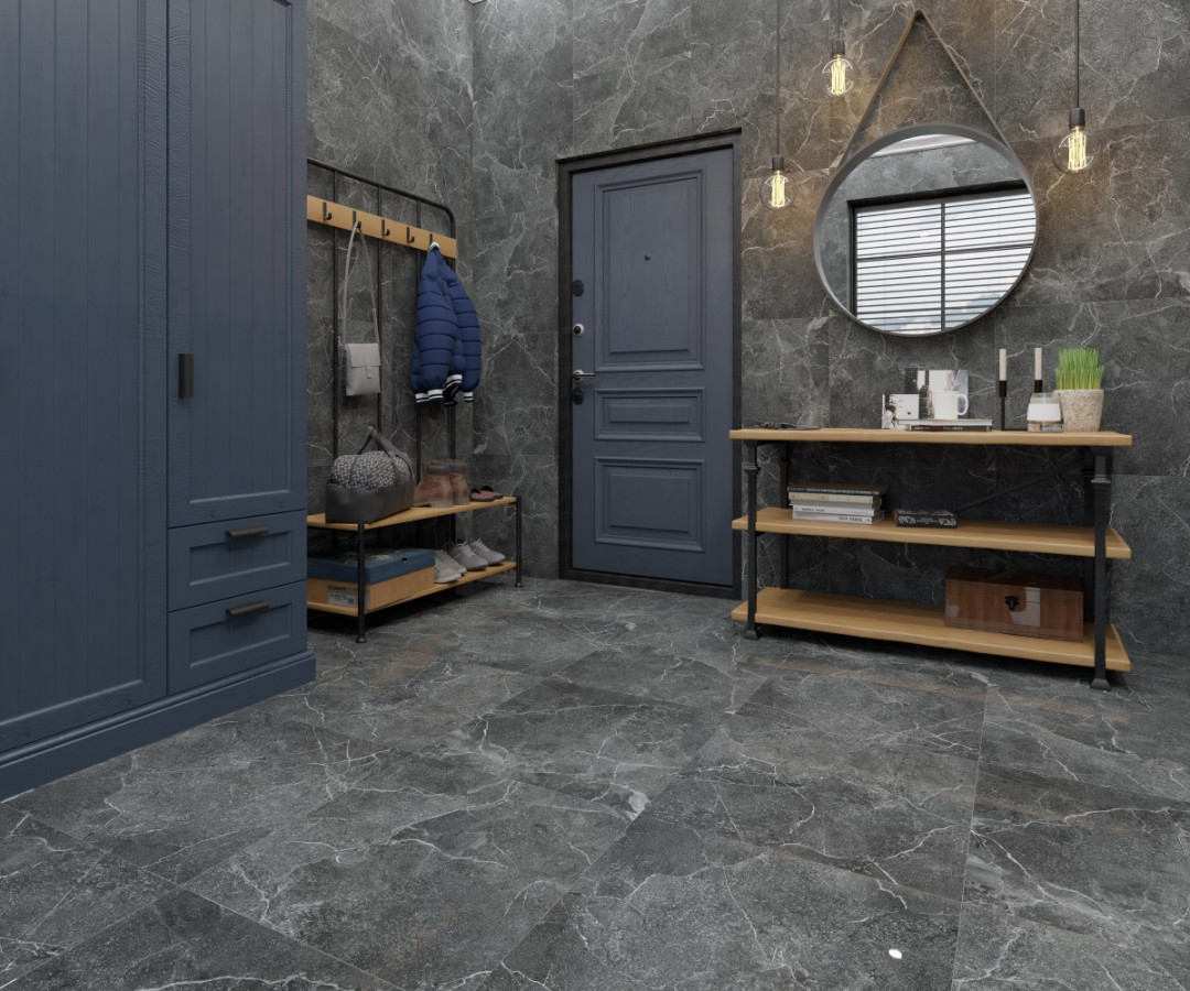 Керамогранит 60x60 Tunisia Grey R_NR1010 мрамор серый матовая 9мм Royce