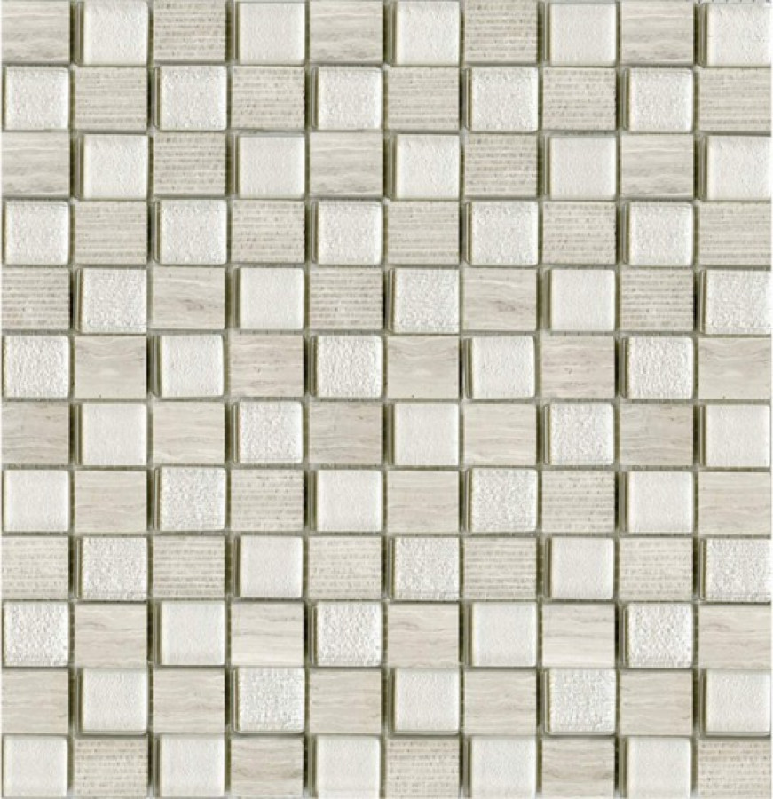 Мозаика 30x29 Time Text Silver Wood глянцевый под мрамор серый L241709481 L'antic Colonial
