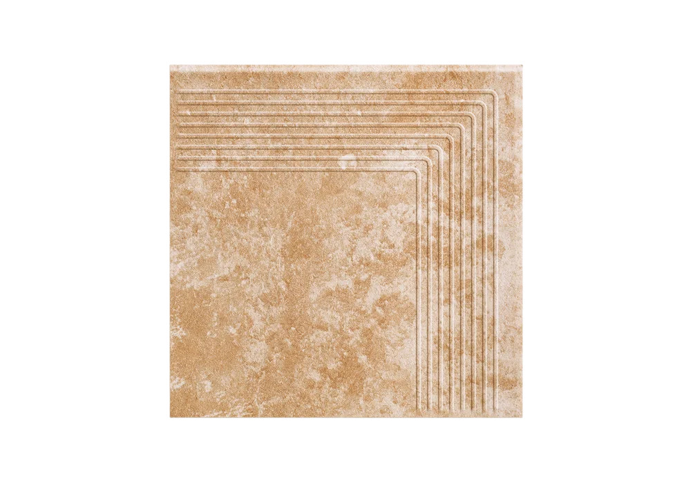 Угловая клинкерная ступень с насечками Paradyz Ilario Beige 300x300x11