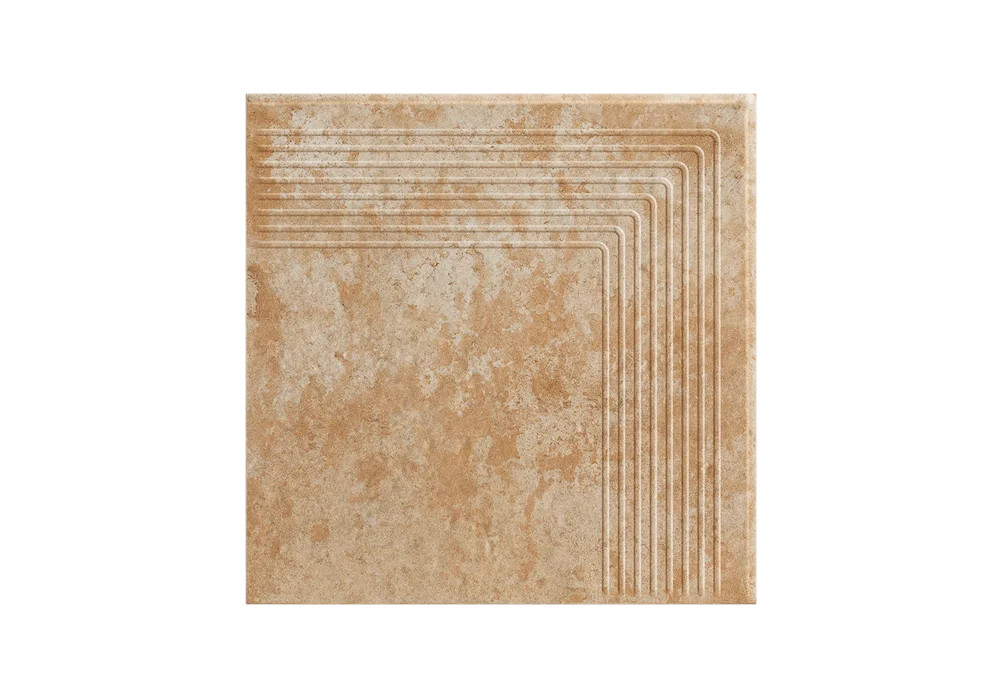 Угловая клинкерная ступень с насечками Paradyz Ilario Ochra 300x300x11