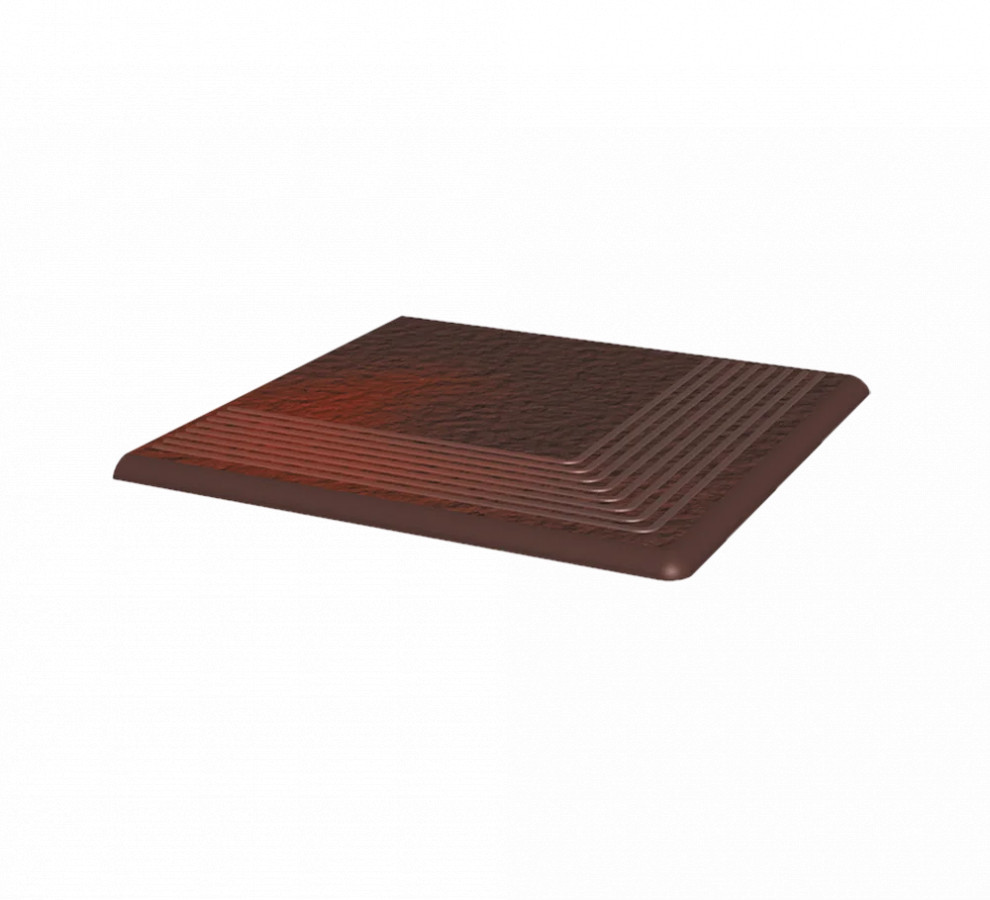 Угловая клинкерная ступень с насечками Paradyz Cloud Brown Duro 300x300x11