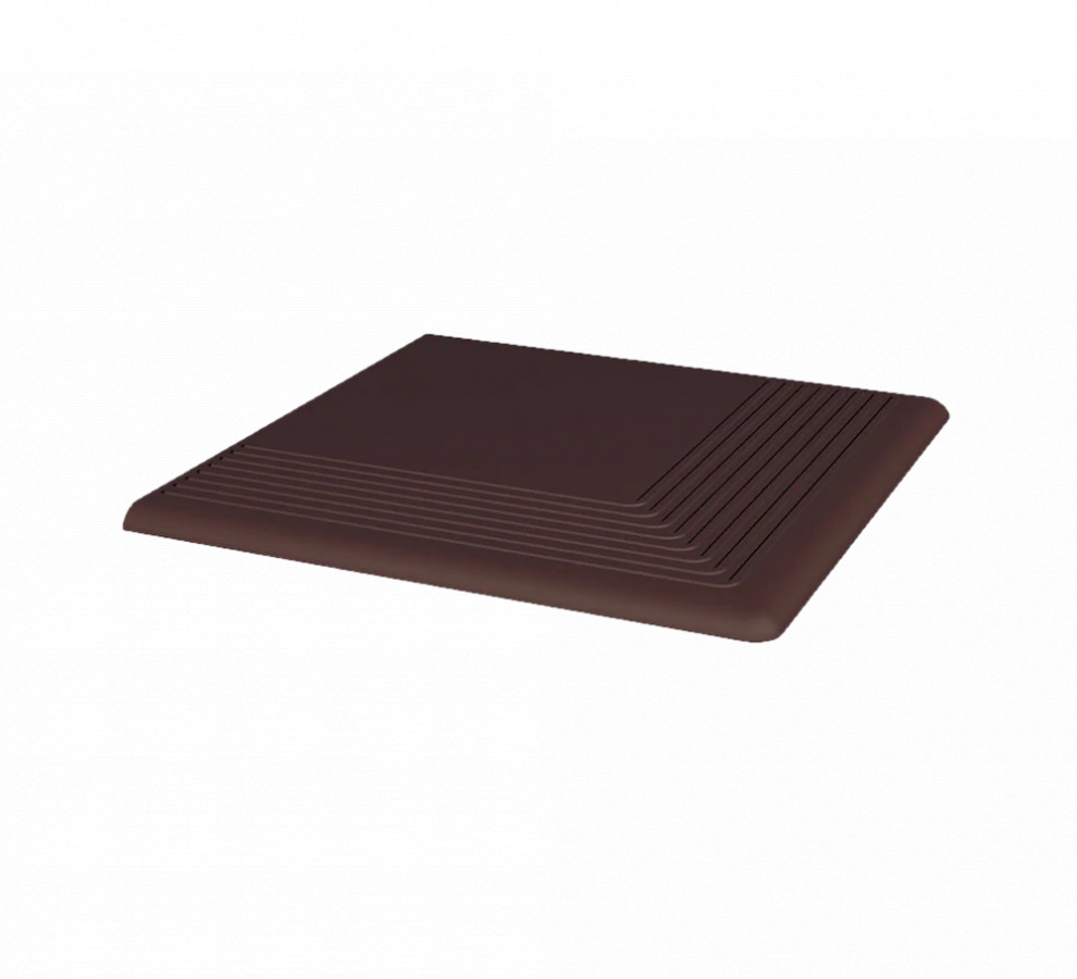 Угловая клинкерная ступень с насечками Paradyz Natural Brown 300x300x11