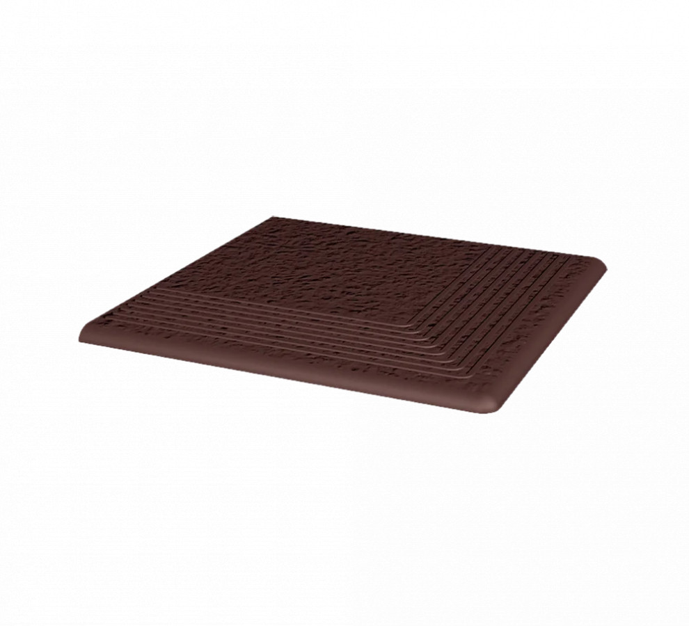 Угловая клинкерная ступень с насечками Paradyz Natural Brown Duro 300x300x11