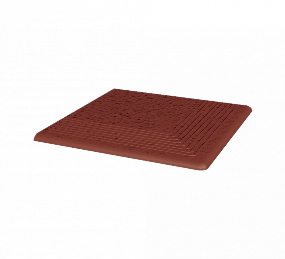 Угловая клинкерная ступень с насечками Paradyz Natural Rosa Duro 300x300x11