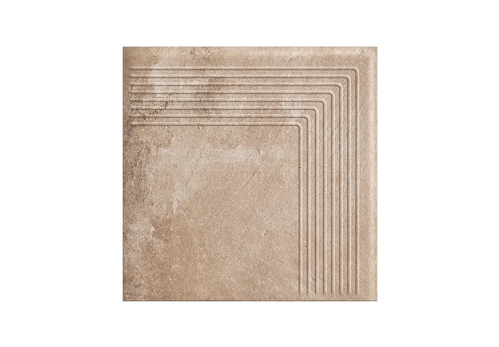 Угловая клинкерная ступень с насечками Paradyz Scandiano Ochra 300x300x11