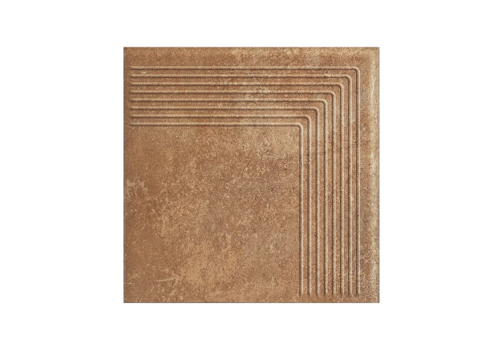 Угловая клинкерная ступень с насечками Paradyz Scandiano Rosso 300x300x11