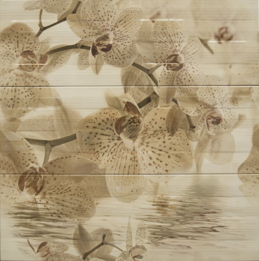 Керамический декор MLL000021 Paris Composicion Orquidea Beige 75x75 для стен глянцевая Mallol
