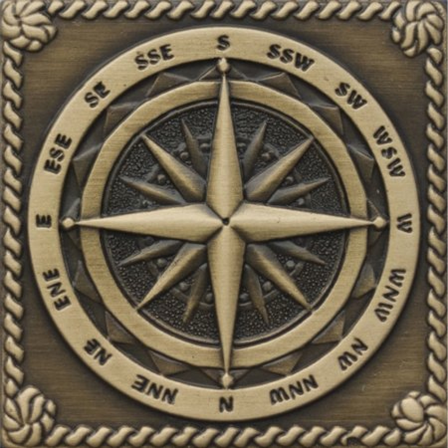 Керамическая вставка MNL000008 Windrose Satined brass 5x5 для пола матовая Moneli