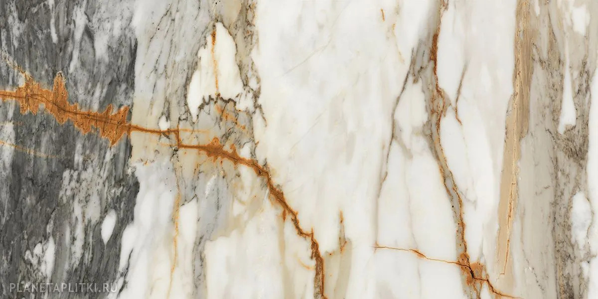 Керамогранит 120x60 10.5мм Utopia Gold Leviglass Rect. глянцевая Pamesa