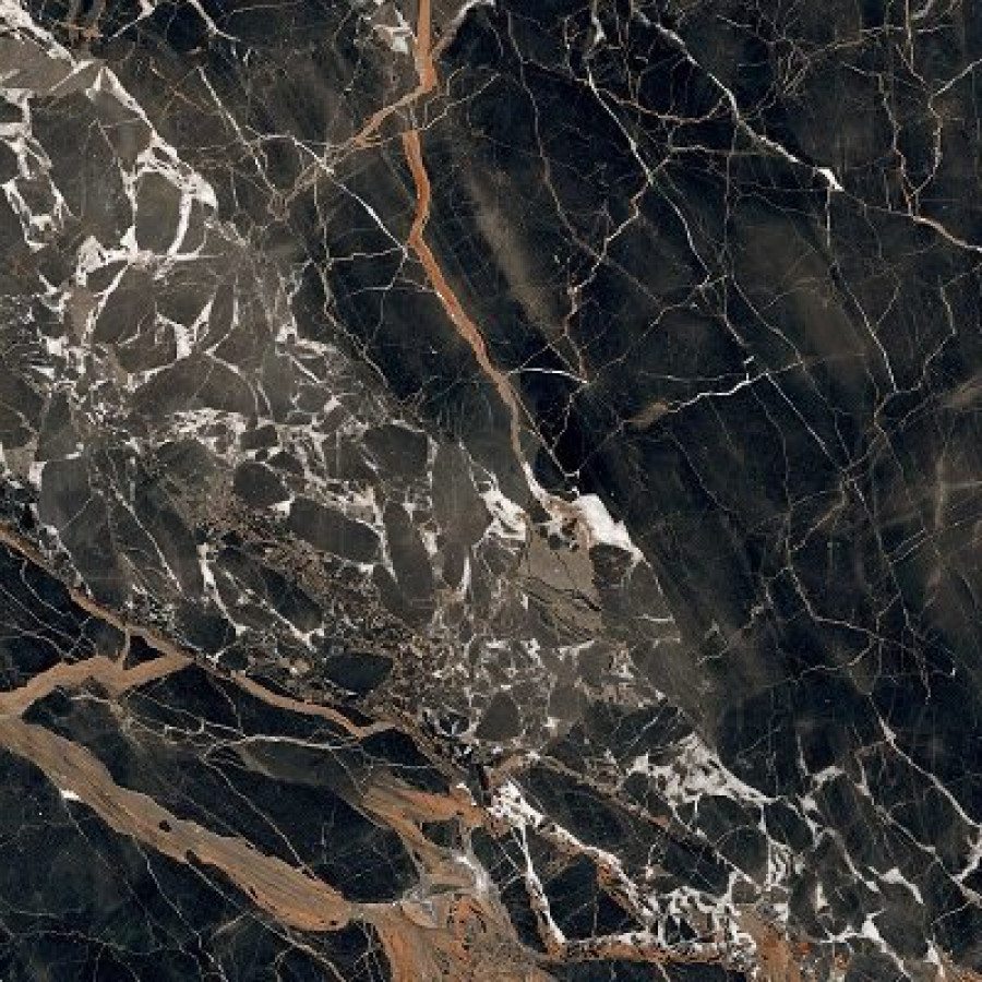 Плитка 120x120 6мм Bijoux Ombre Caravage Glossy R 765761 глянцевая черный мрамор Rex Ceramiche