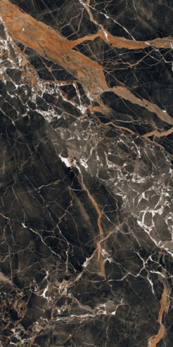 Плитка 120x60 9мм Bijoux Ombre Caravage Glossy Rett 766332 глянцевая черный мрамор Rex Ceramiche