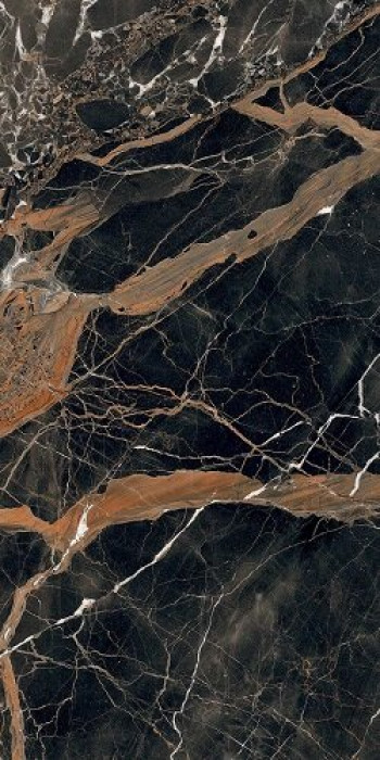 Плитка 120x60 6мм Bijoux Ombre Caravage Glossy R 765782 глянцевая черный мрамор Rex Ceramiche