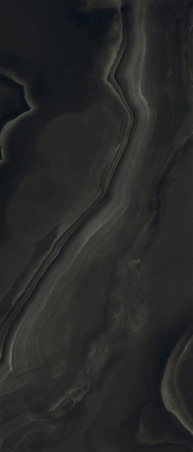 Плитка 280x120 6мм Eccentric Luxe Smoky Bl Glossy 120X280R 778820 глянцевая черный мрамор, оникс Rex Ceramiche