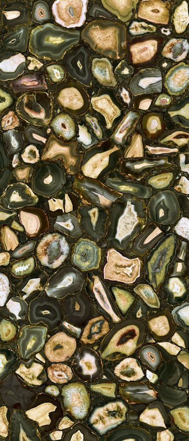 Плитка 280x120 6мм Juniper Gold Glossy Rett 779866 глянцевая зеленый камень, мрамор, оникс, с золотом Rex Ceramiche