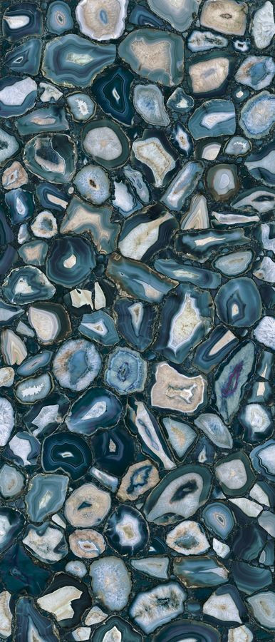 Плитка 280x120 6мм Indigo Gold Glossy Rett 779862 глянцевая синий, голубой камень, мрамор, оникс, с золотом Rex Ceramiche