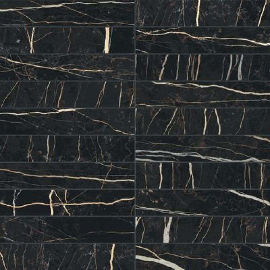 Плитка 30x30 9мм Prexious Rex Thunder Night Mos3X15 Glossy 756315 глянцевая черный мрамор Rex Ceramiche