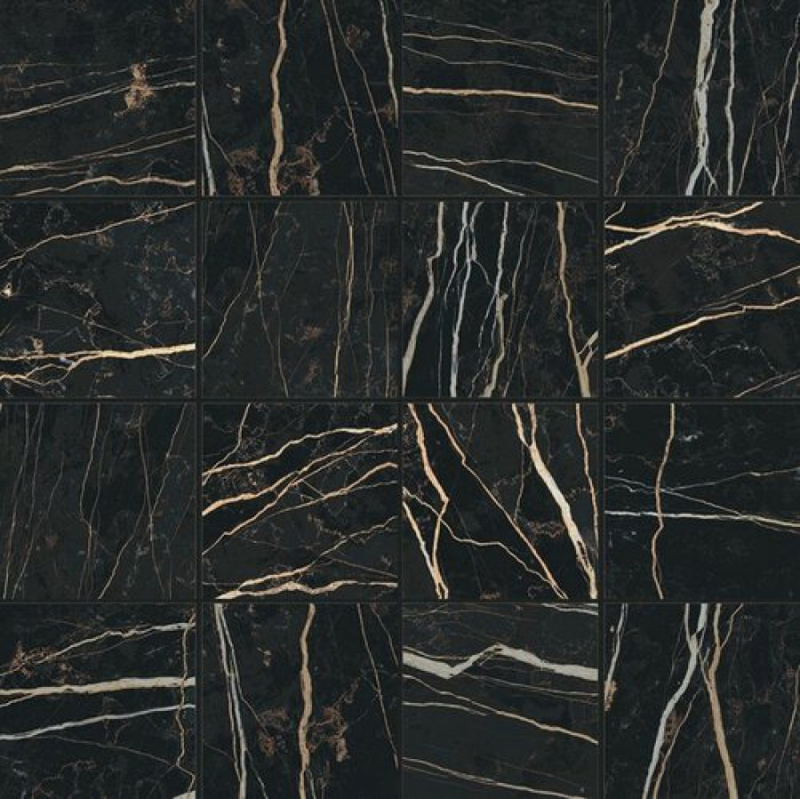 Плитка 30x30 6мм Prexious Rex Thunder Night Mosglo 756369 глянцевая черный мрамор Rex Ceramiche