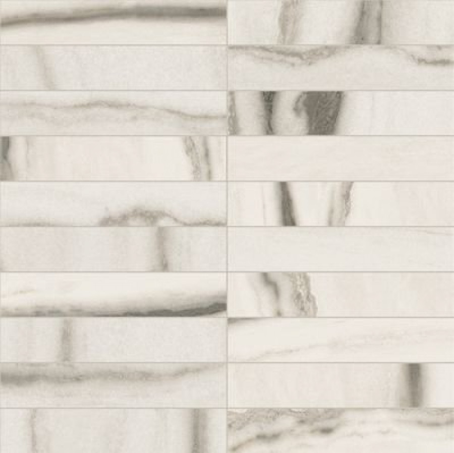Плитка 30x30 9мм Prexious Rex White Fantasy Mos3X15 Glossy 756310 глянцевая белый мрамор Rex Ceramiche