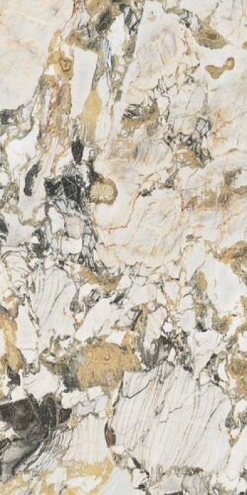 Плитка Etoile Symphonie Glossy Ret 761741 глянцевая белый с золотом, мрамор 240x120 6мм Rex Ceramiche
