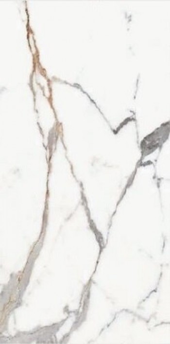 Плитка Origines De Rex Or Glossy Rett 769858 глянцевая белый камень, мрамор 120x60 9мм Rex Ceramiche