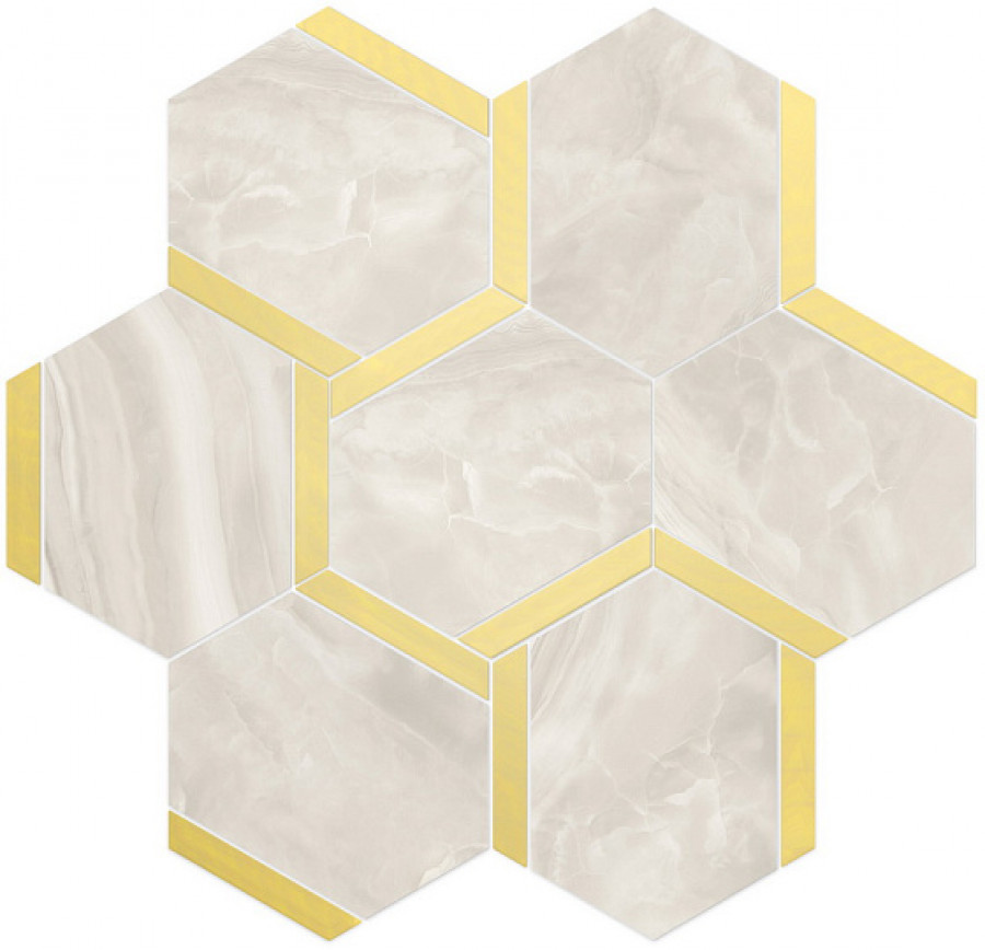 Мозаика 30x28 Nolita Esagona Bacchetta Oro Satin 6001119 Vallelunga