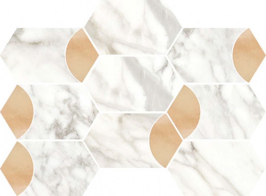 Мозаика 35x26 Luce Grey Decoro Esagona Rame Lusso 6001281 Vallelunga