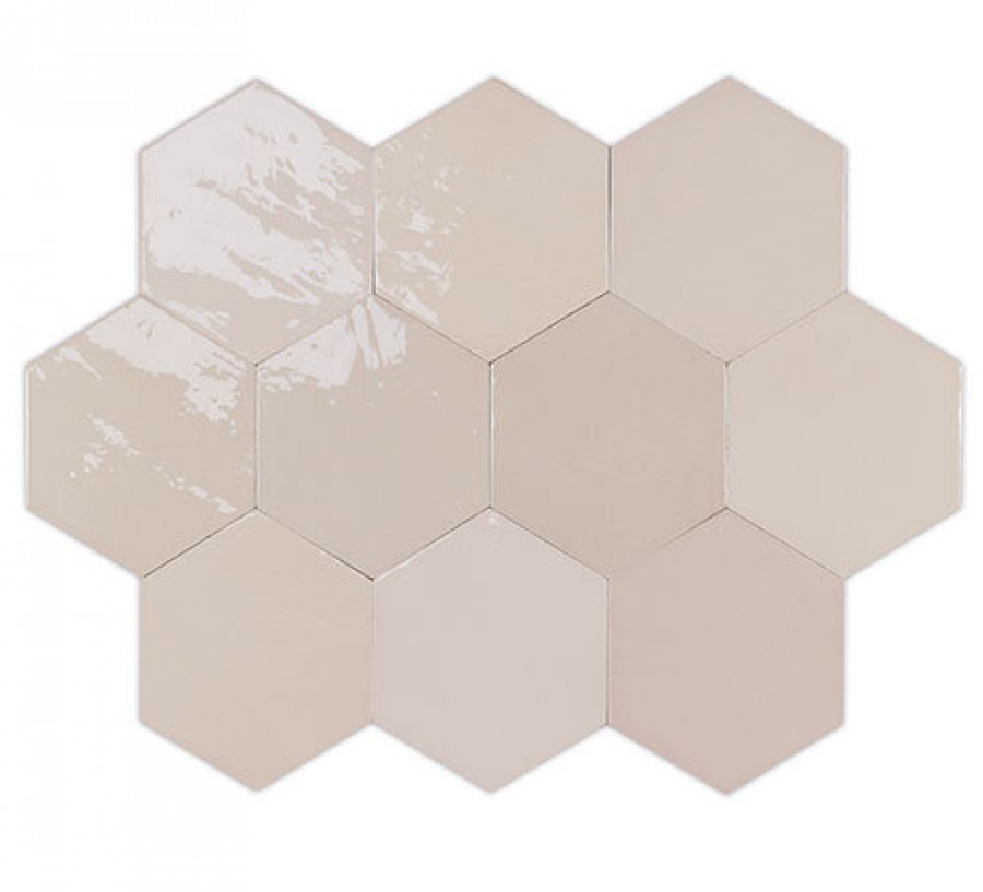 Плитка Zellige Hexa Nude 122080 глянцевая бежевый однотонная, краска, штукатурка 12x11 11мм Wow