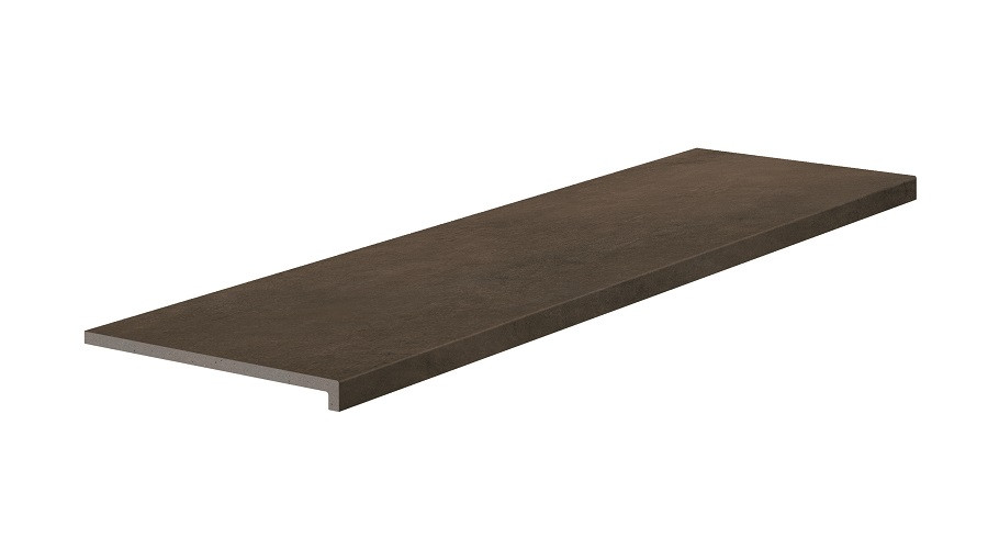 Ступень керамогранитная 120x33 Cosmos Copper 621 Прямоугольная/peldano Recto R9 противоскользящая коричневый темный 12мм Exagres