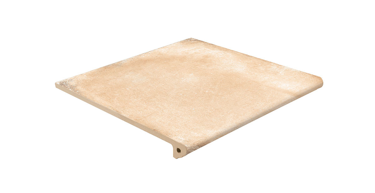 Ступень клинкерная 33x33 Alhamar Paja 921 Флорентийская/peldano Fiorentino R9 противоскользящая бежевый 12мм Exagres