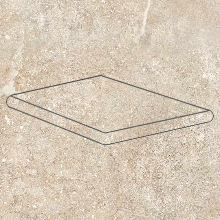 Ступень угловая 33x33 Petra Round. Anti Slip Beige противоскользящая Gres de Aragon