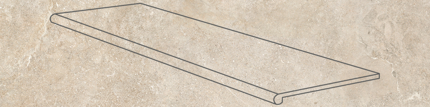 Ступень фронтальная 120x33 Petra Smooth Round. Beige матовая Gres de Aragon