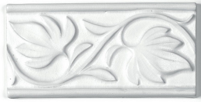 Плитка бордюр 15x7.5 Nature Relieve Hojas Snow ADNT5032 Adex