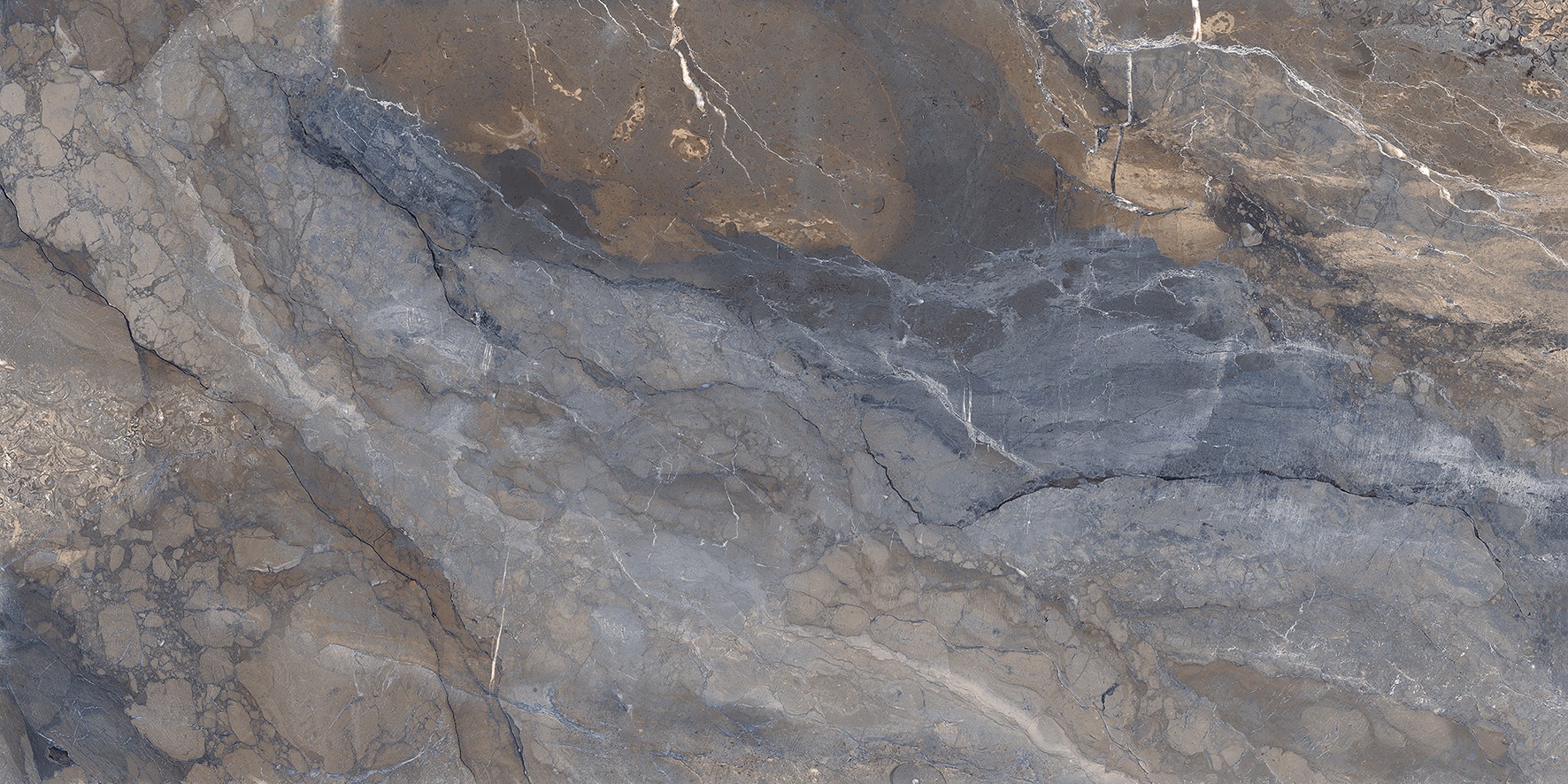 Керамогранит 120x60 Оушен Элфиш синий глазурованная полированная Ceradim
