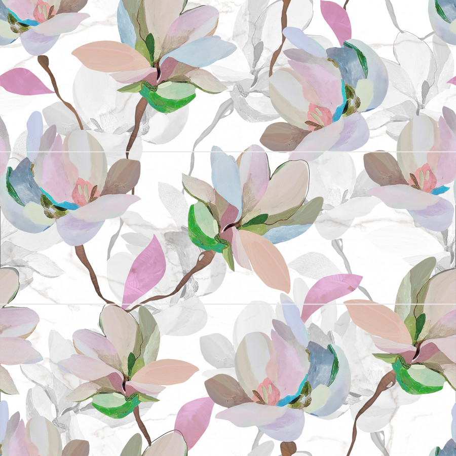 Панно 90x90 Palazzo bianco OS-B414-3x-13031R сатин обрезной глазурованная сатинированная Laparet