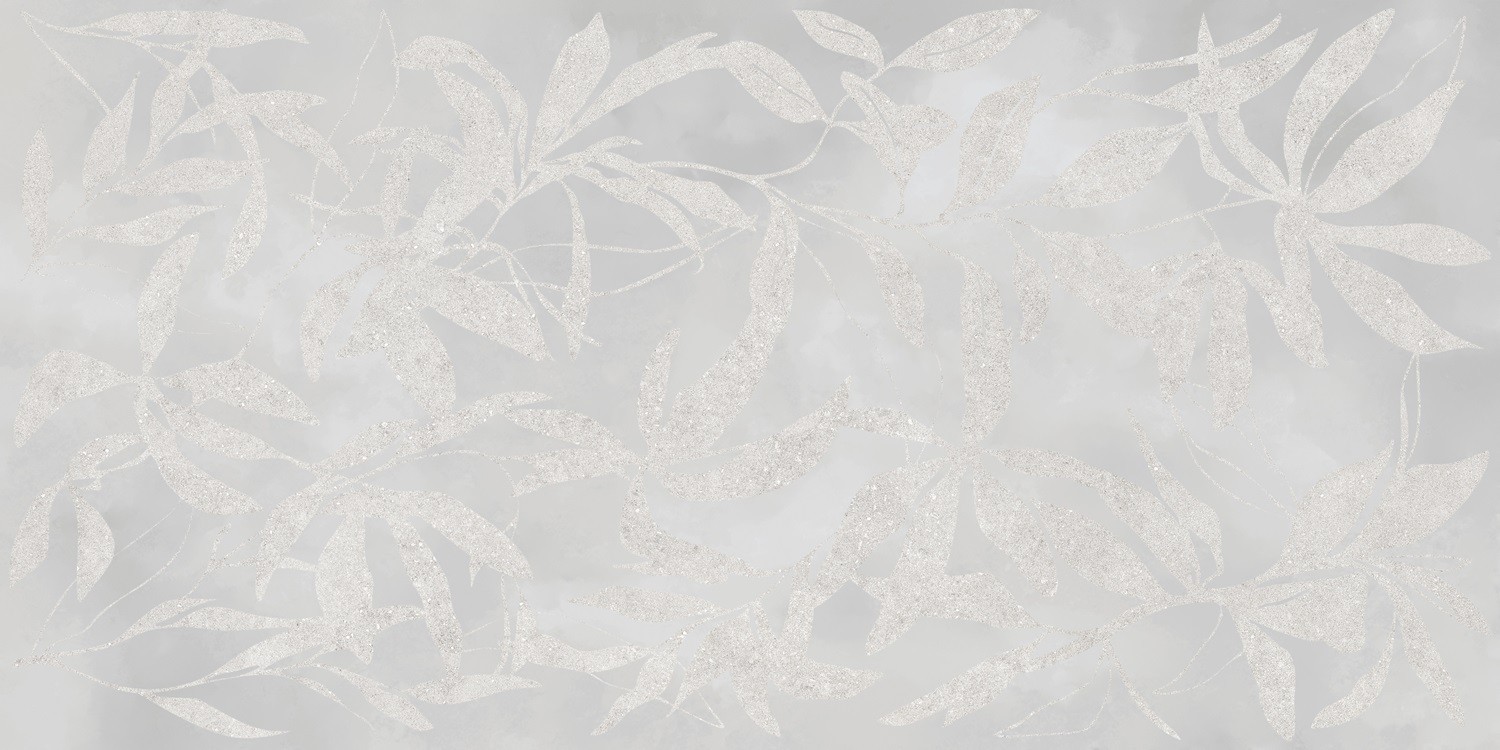 Керамогранит 120x60 8мм АртВолл Цветы Серый Матовый матовая Vitra