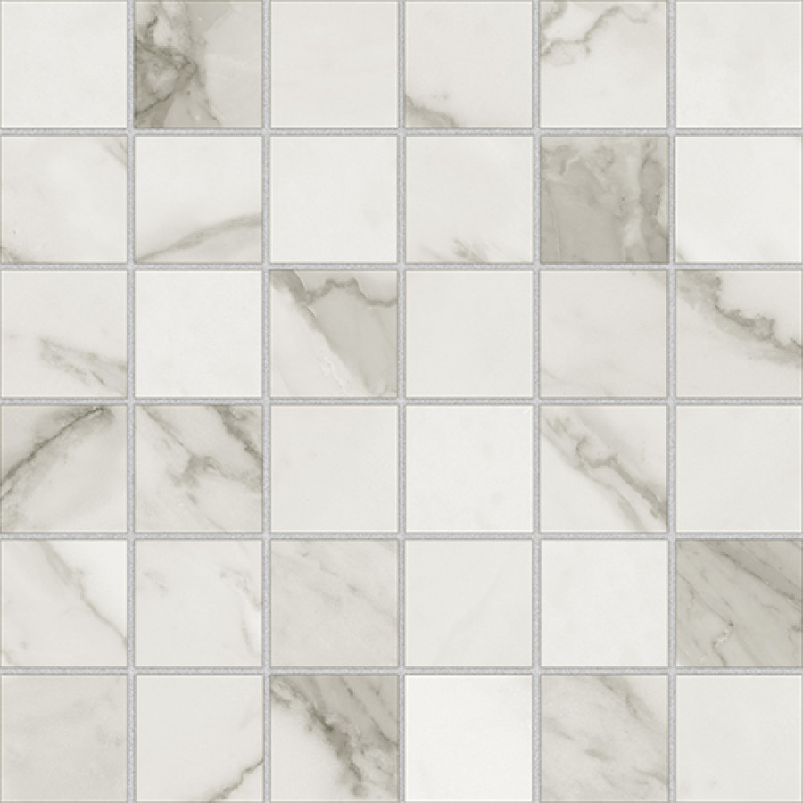 Плитка мозаика керамогранит 30x30 Mosaico Calacatta Lux Silver глянцевая Azteca